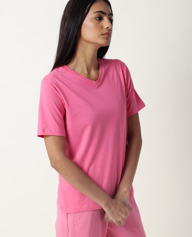 ARTICALE WOMEN'S V-NECK TEE FLAME PINK