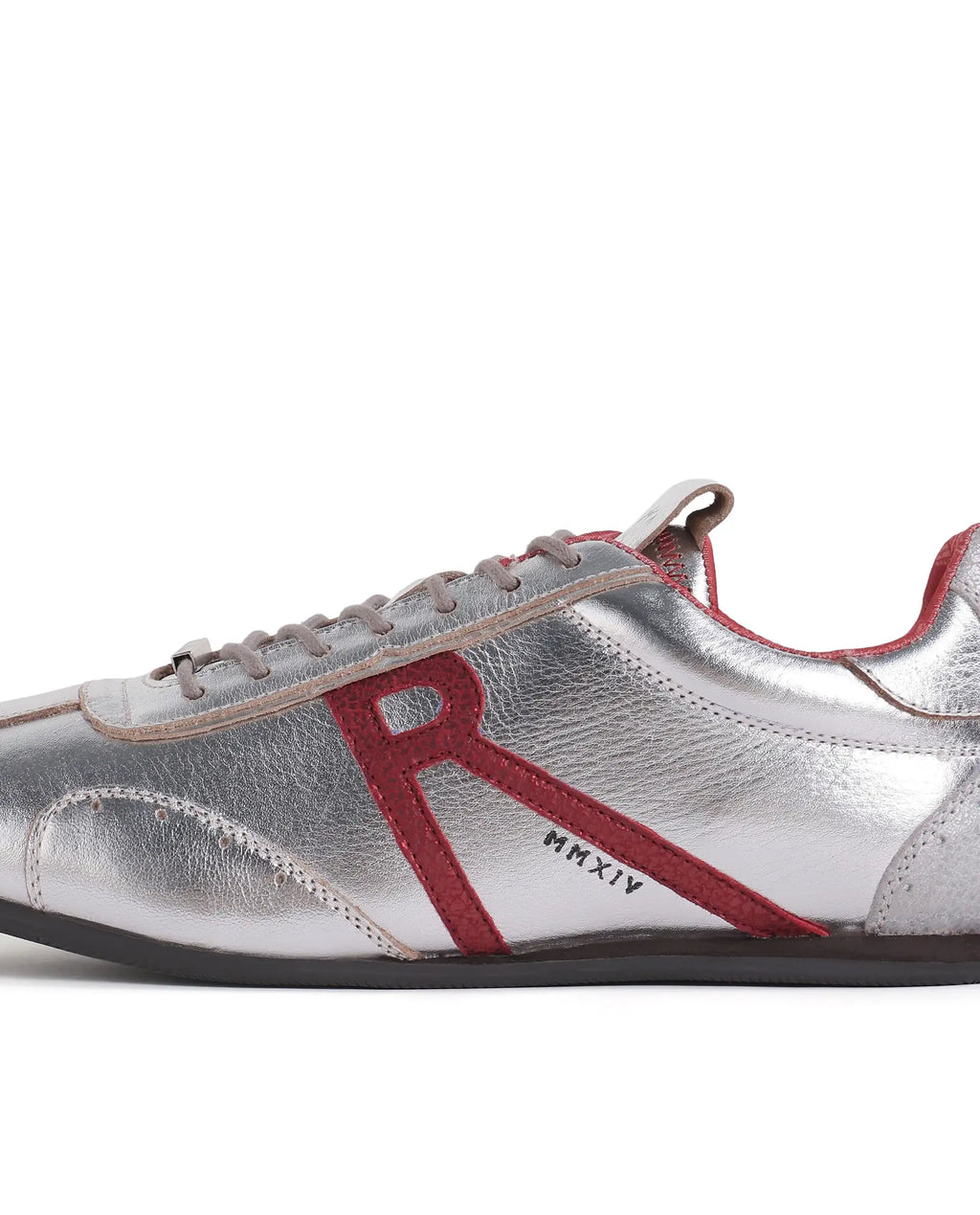 Rarez Men's Dust Metalic Silver Leather Regular Sneaker