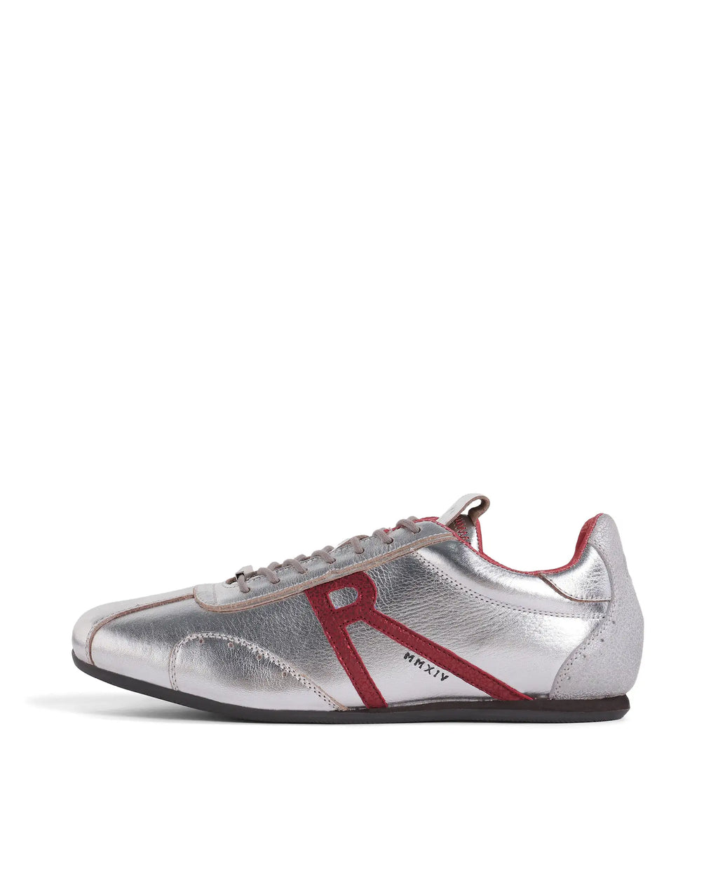 Rarez Men's Dust Metalic Silver Leather Regular Sneaker