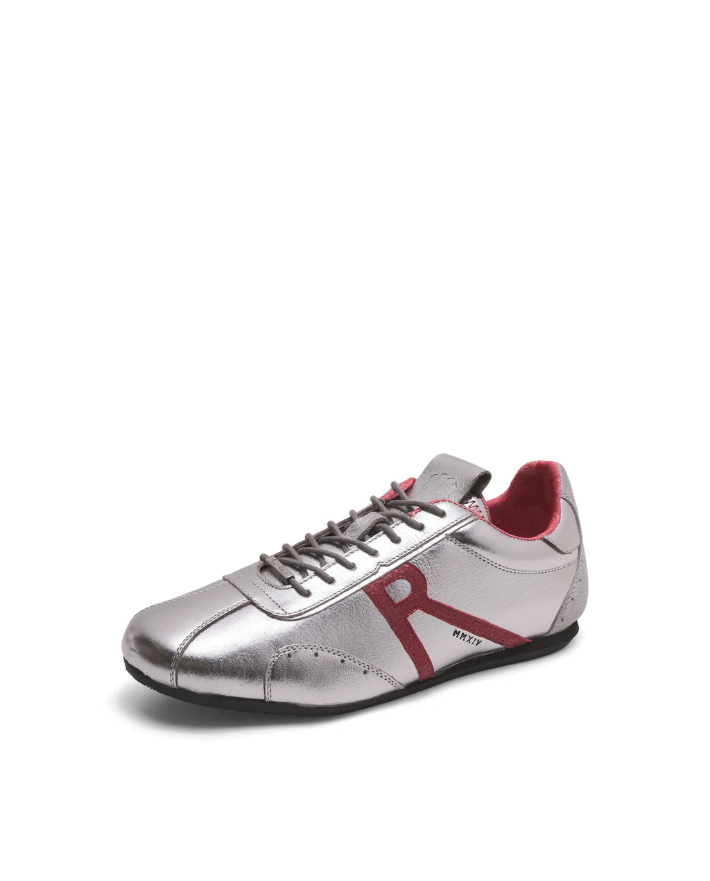 Rarez Men's Dust Metalic Silver Leather Regular Sneaker