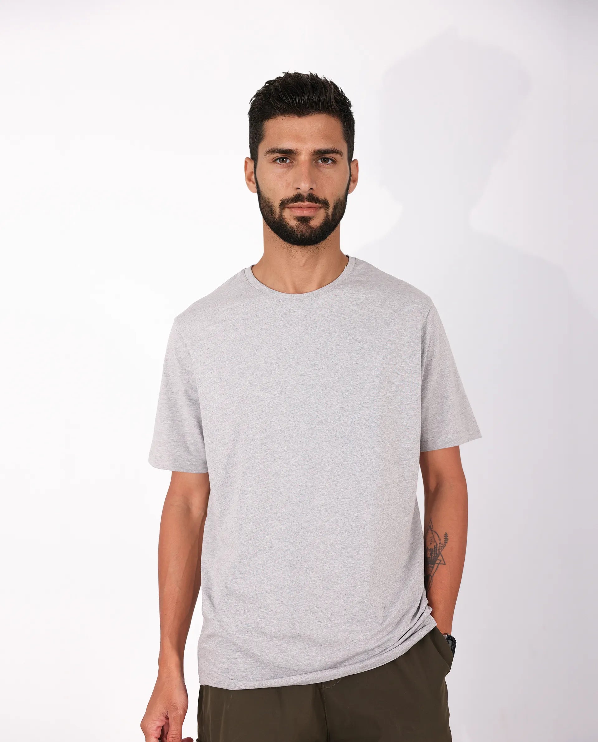 Rare Rabbit Men Store-Uni-T-M Grey Cotton T-Shirt